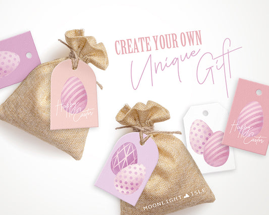 Easter Egg Gift Tag - Dusty Pink Purple