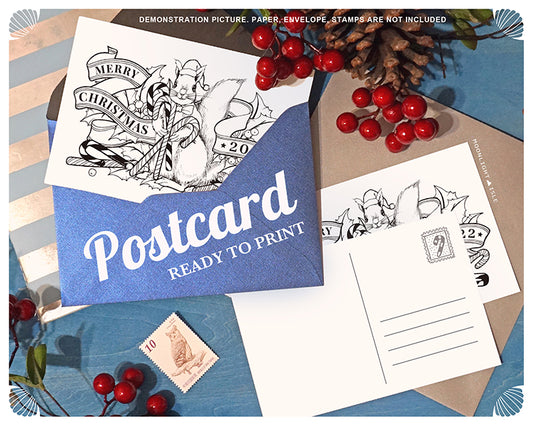 Sweetie Thief | Christmas Coloring Page & Postcard