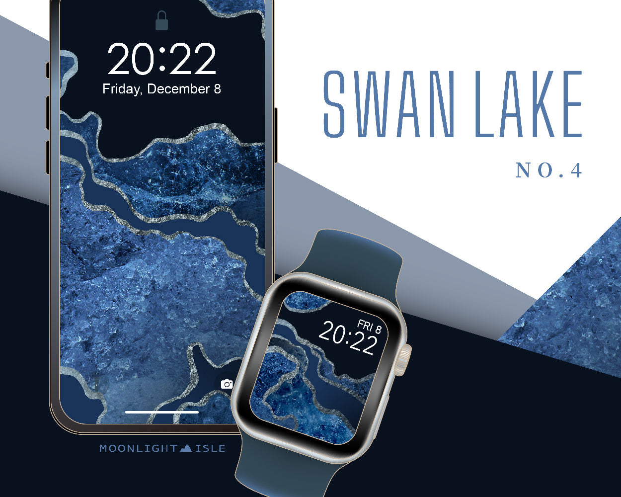 Swan Lake – Navy Dark Blue | Phone & Apple Watch Wallpaper – Moonlight Isle