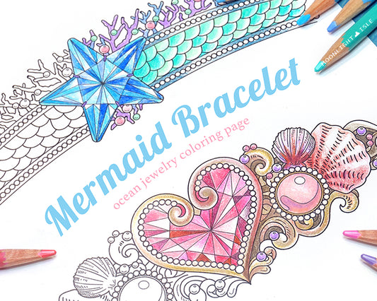 Mermaid Bracelet | Coloring Page for Adult and Children | Digital