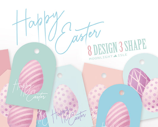 Easter Egg Gift Tag - Pastel Pink Green