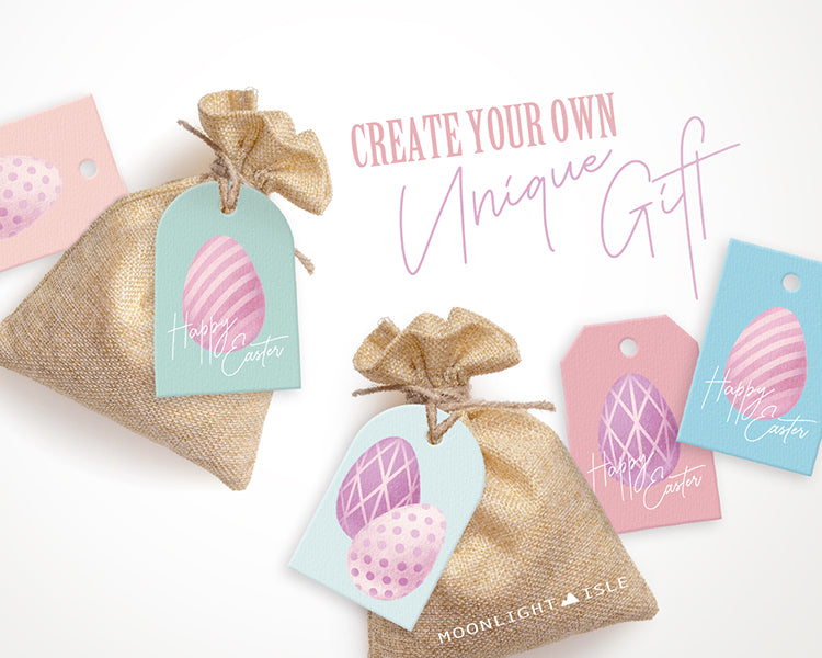 Easter Egg Gift Tag - Pastel Pink Green