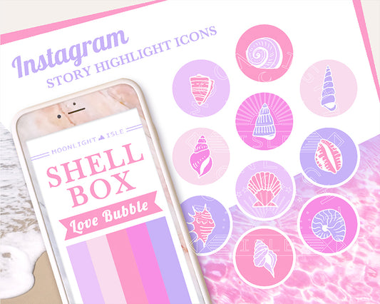 Pastel Pink Purple Seashell Icon | Under the Sea Mermaid Summer Ocean Marine Theme Social Media Template | Instagram Story Highlight Cover