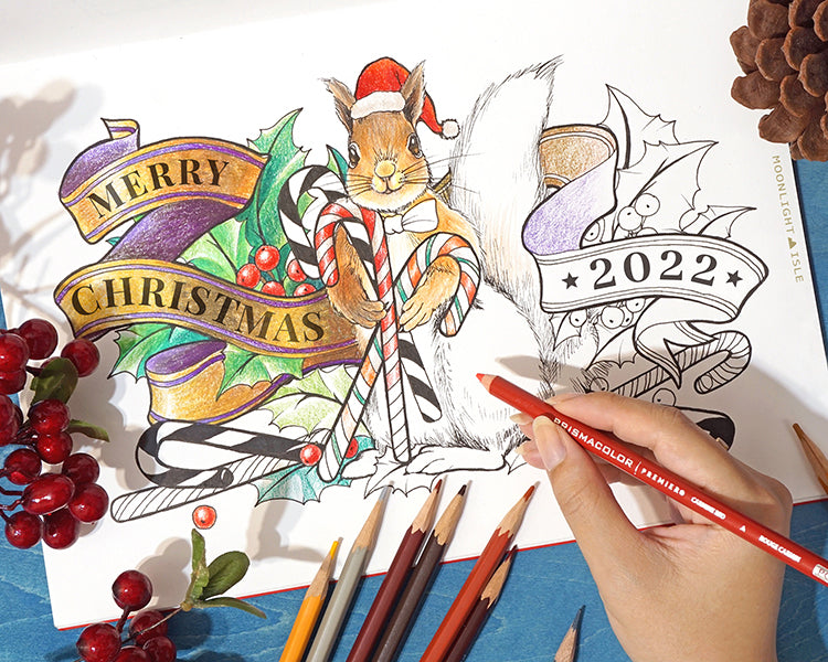 Sweetie Thief | Christmas Coloring Page & Postcard