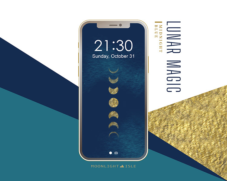 Lunar Magic - Blue Gold | Phone Wallpaper