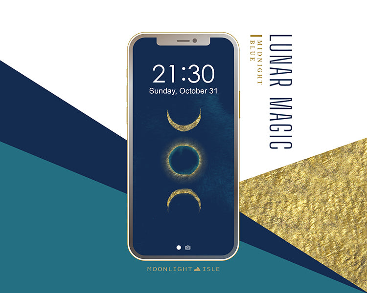 Lunar Magic - Blue Gold | Phone Wallpaper