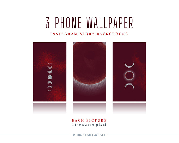 Lunar Magic - Red Silver | Phone Wallpaper