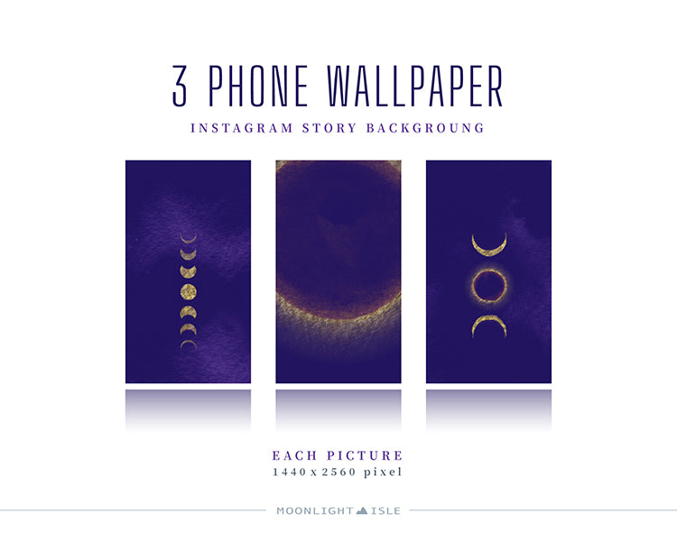 Lunar Magic - Purple Gold | Phone Wallpaper