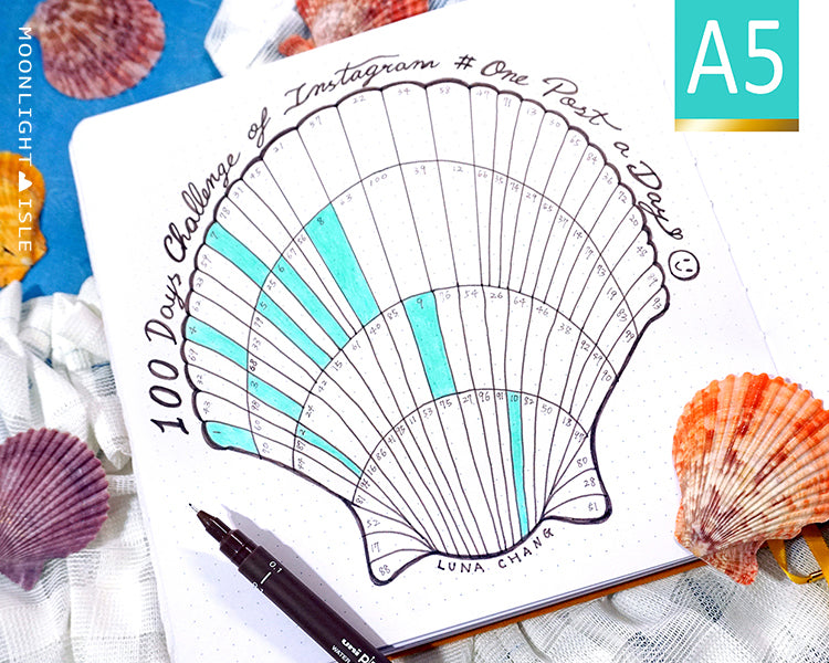 Shell Chart - 100 Days Tracker | A5 Printable Planner – Moonlight Isle