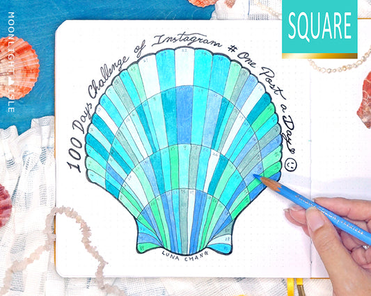 Shell Chart - 100 Days Tracker | Square Printable Planner