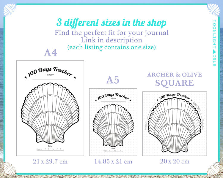 Shell Chart - 100 Days Tracker | A5 Printable Planner – Moonlight Isle