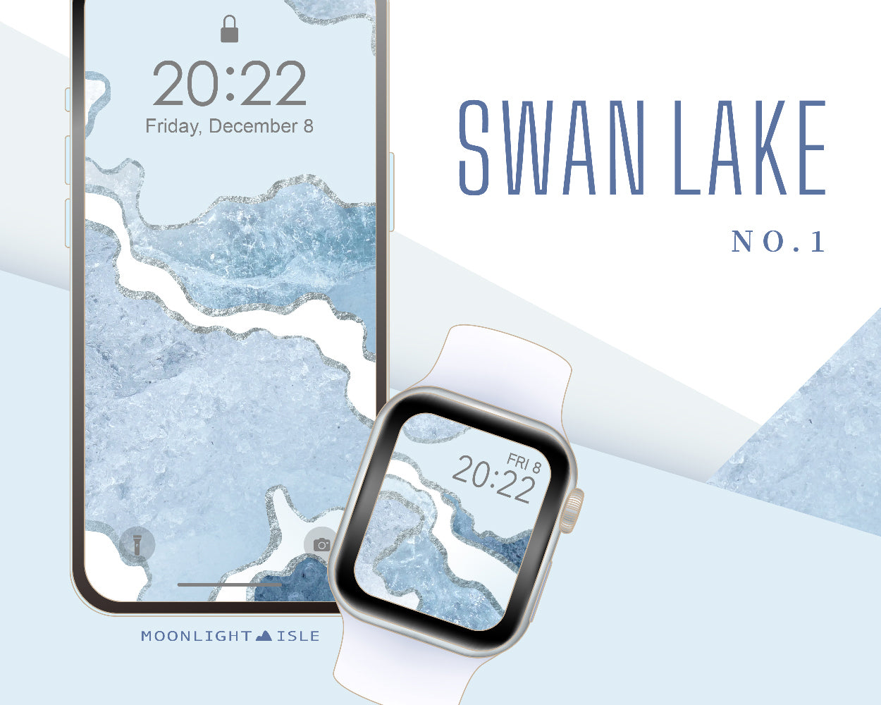 Swan Lake – White Pastel Blue | Phone & Apple Watch Wallpaper